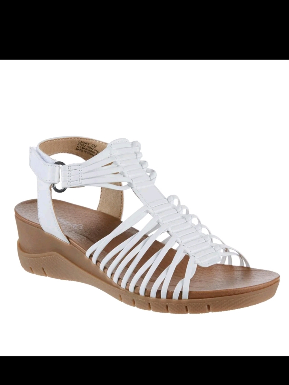 Baretraps Sandals Womens 10 M Carrie Strappy White Faux Leather Wedge Open Toe